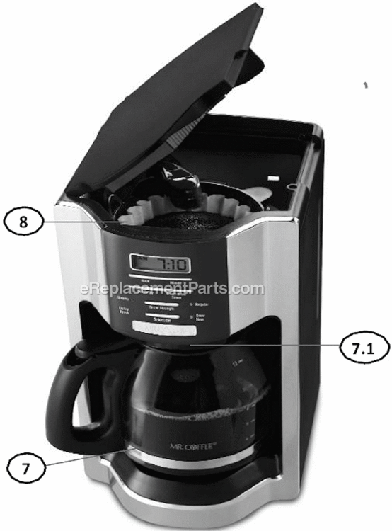 Page A Diagram and Parts List for BVMC-EHX23  Mr Coffee Coffee Maker
